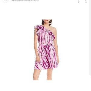 LINI Womens Purple Ruffled Tie-Dye Short Mini Dress NWT